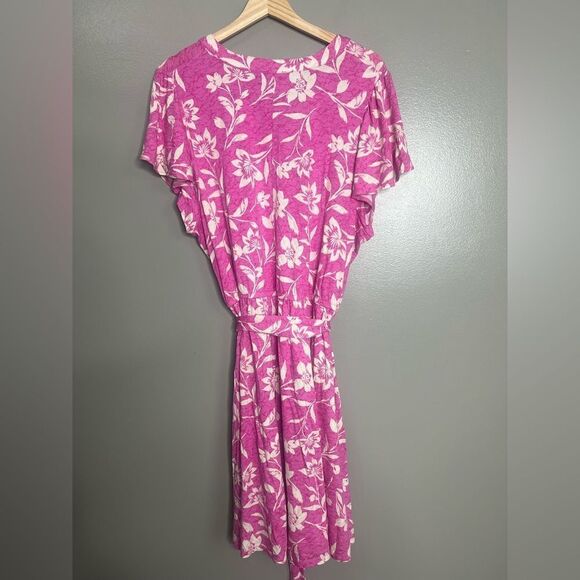 Lane Bryant dress flutter sleeves V neck knit swing size 22/24 floral summer - Picture 9 of 10